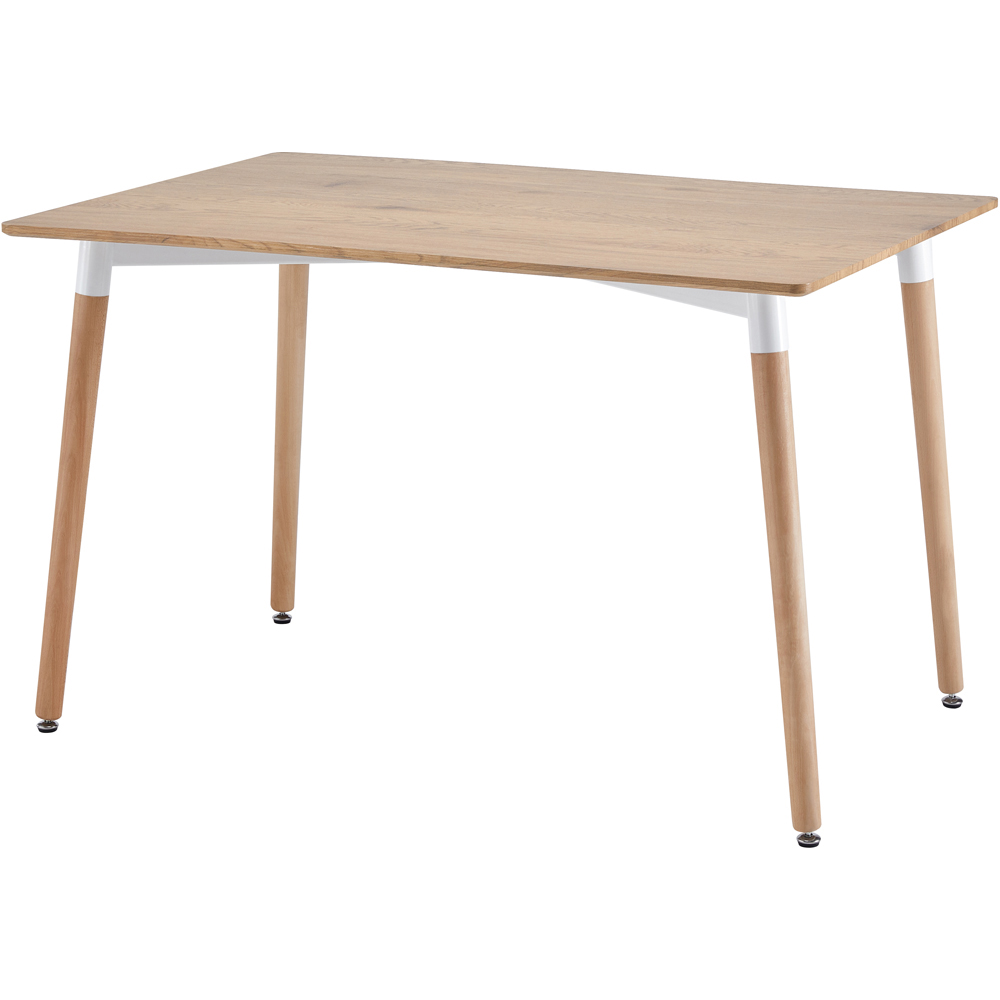 Comfy Living 4 Seater Metal Detailing Dining Set Oak and White Image 4