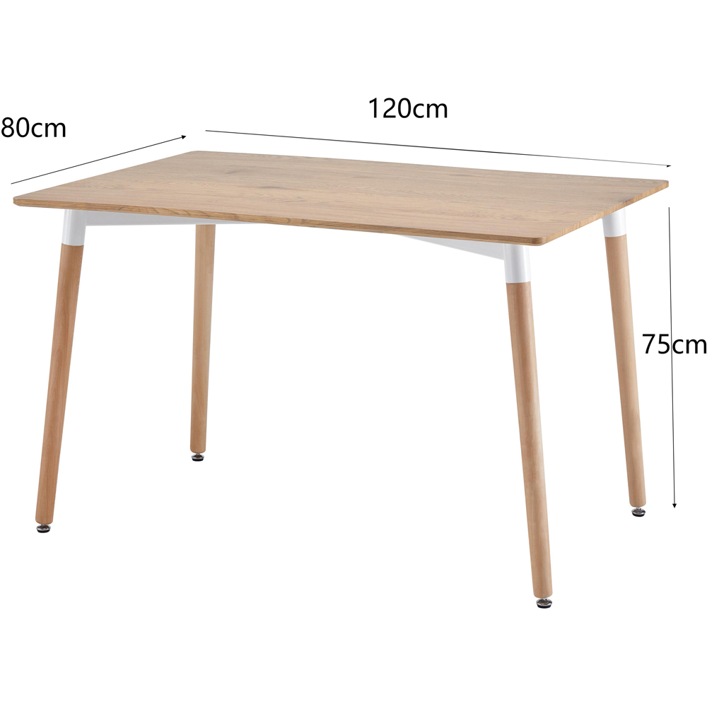 Comfy Living 4 Seater Metal Detailing Dining Set Oak and White Image 8