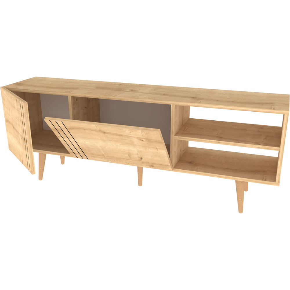 Decorotika Ronas 2 Door 2 Shelf Oak Wide TV Unit Image 3