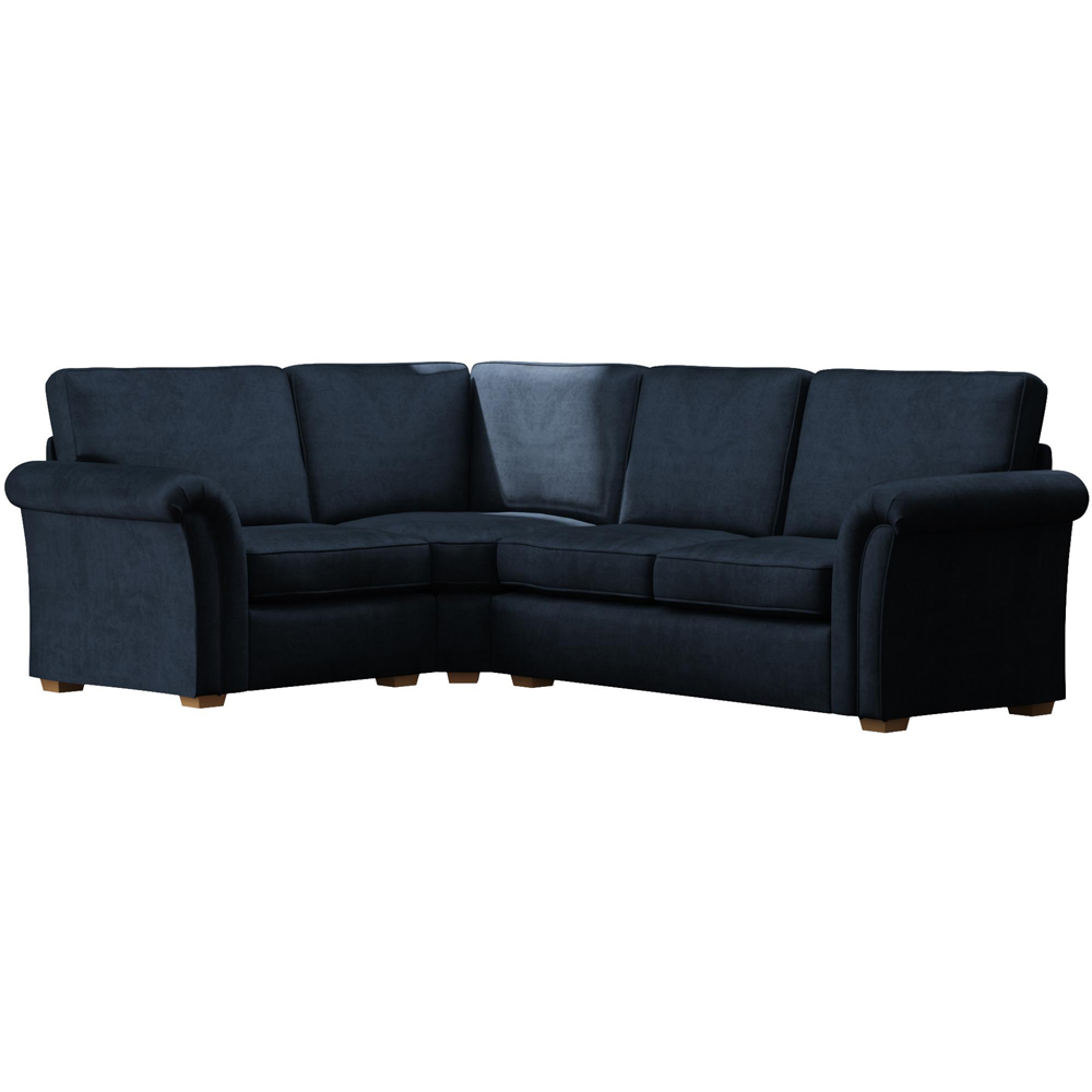 Castleacre 3 Seater Royal Blue Plush Velvet Right Hand Fixed Back Corner Sofa Image 2