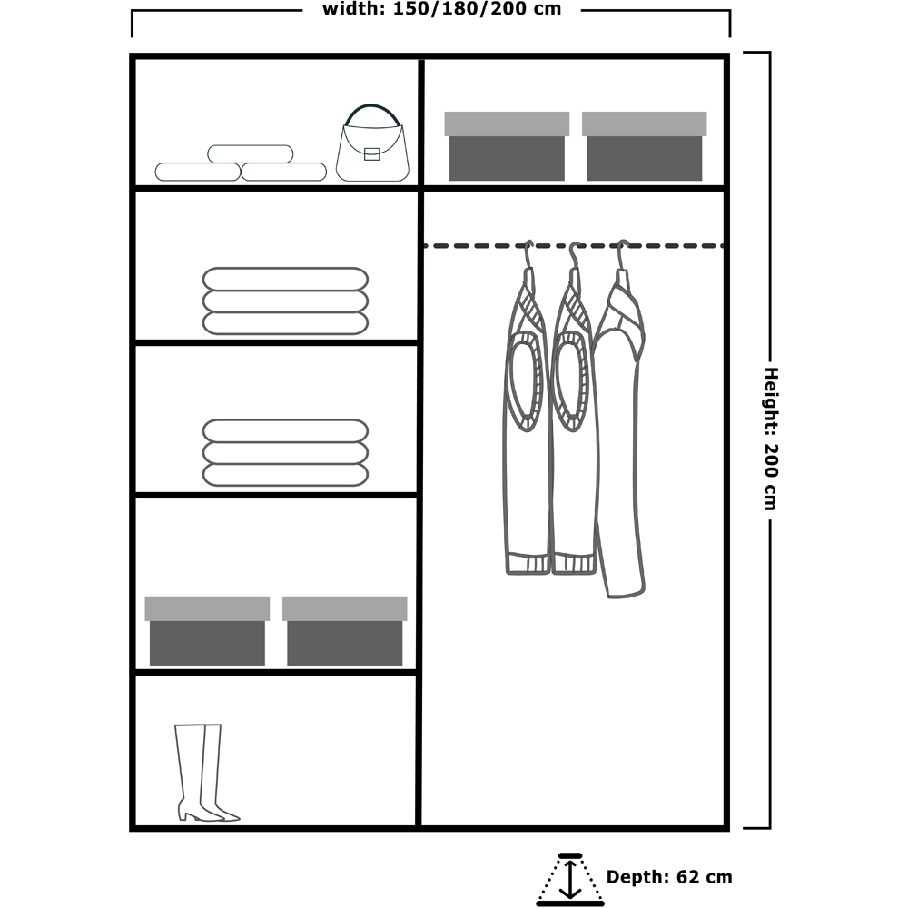 Sliding Wardrobes 4U Infinity 2 Door White High Gloss Mirrored Wardrobe Image 5