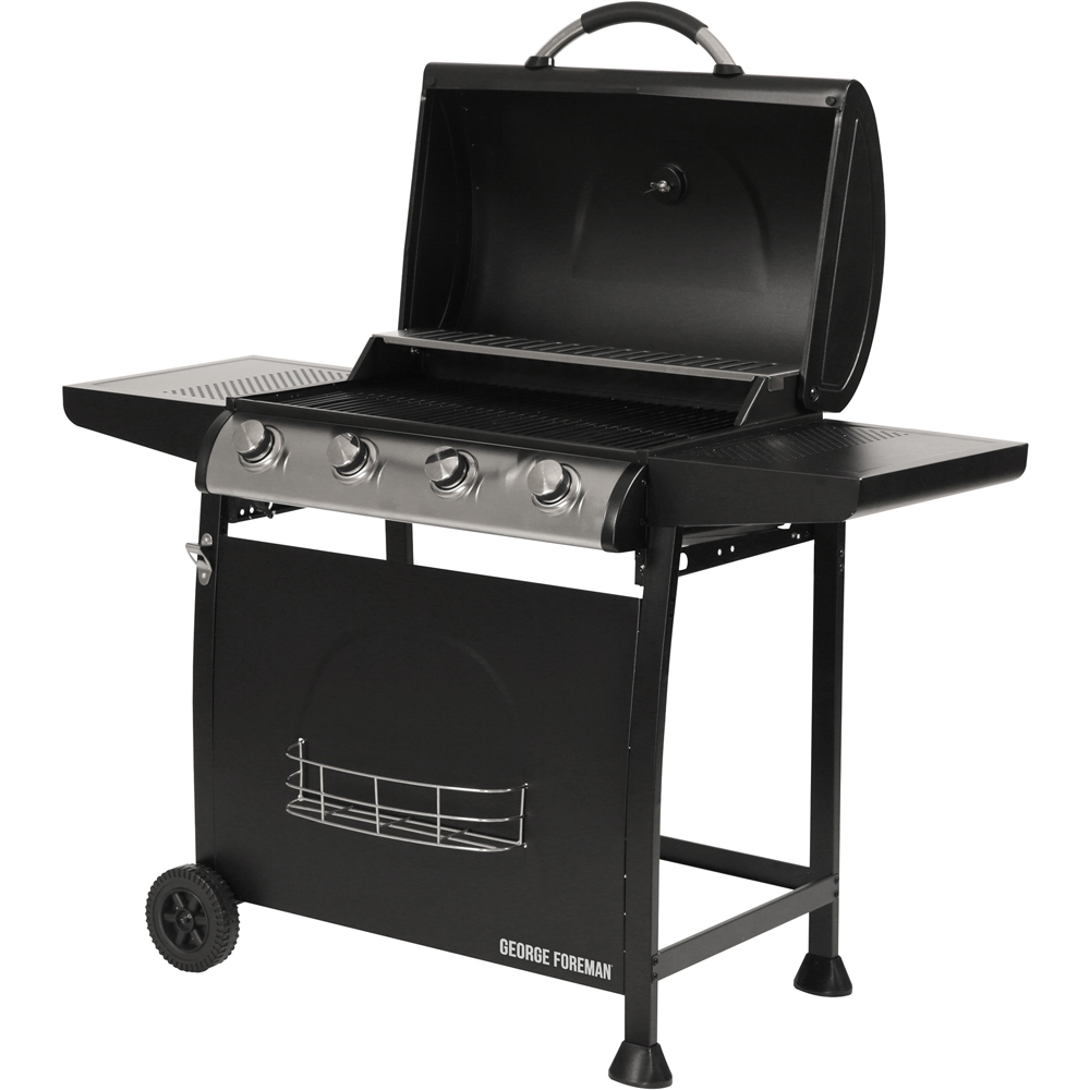 George Foreman Black 4 Burner Gas BBQ Image 1