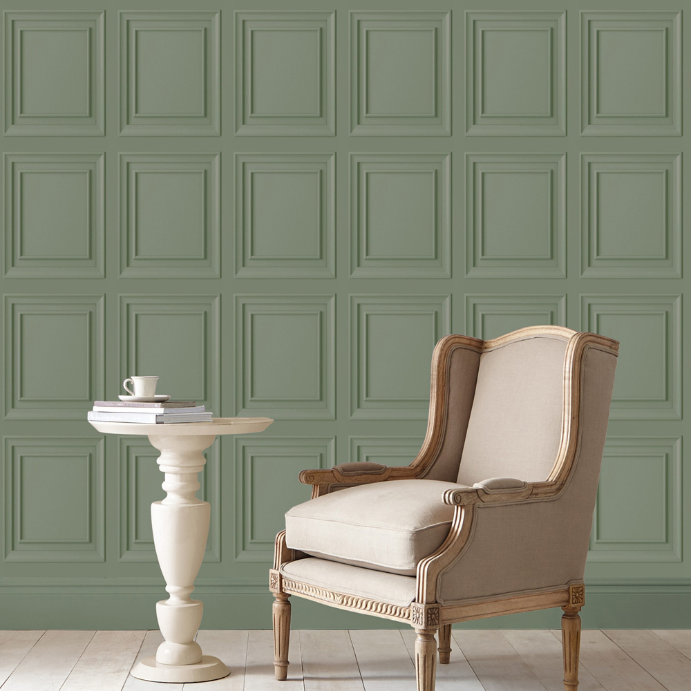 Laura Ashley Redbrook Wood Panel Sage Wallpaper Image 3