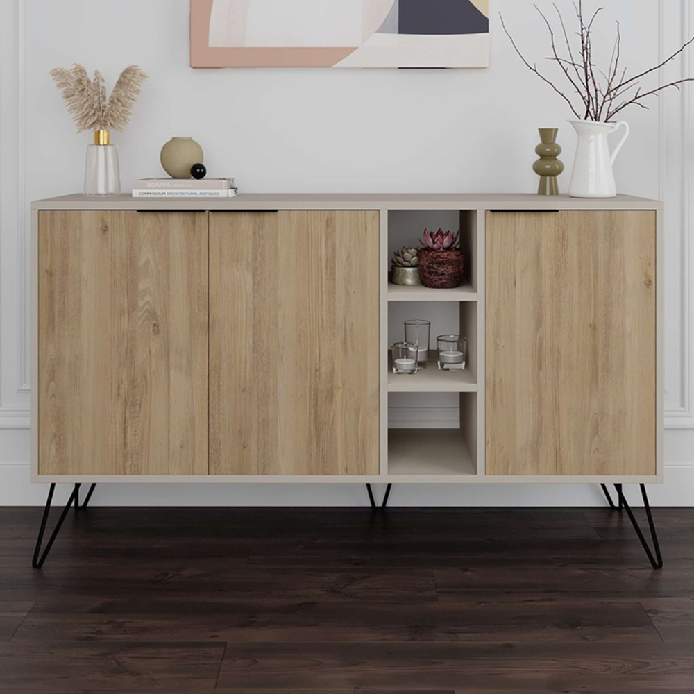 Decortie Clara Sandstone and Oak Console Sideboard Image 1