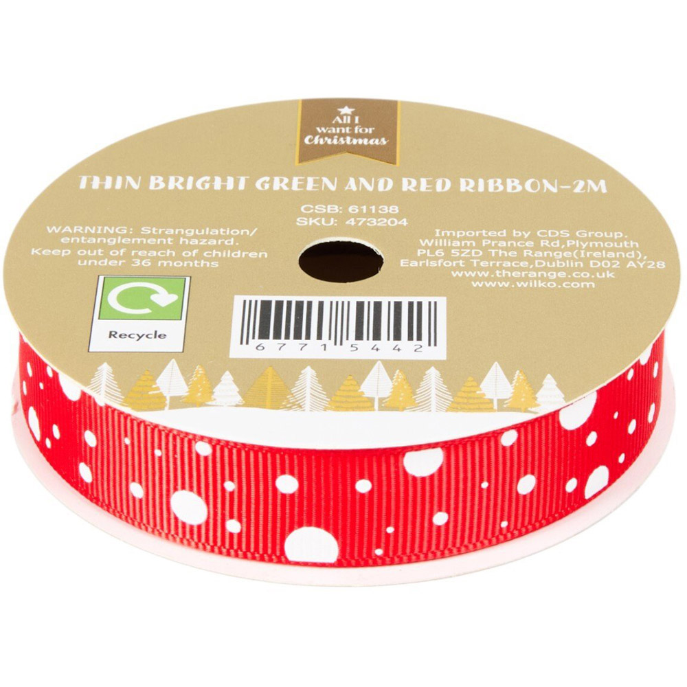 Thin Bright Green and Red Ribbon Image 5