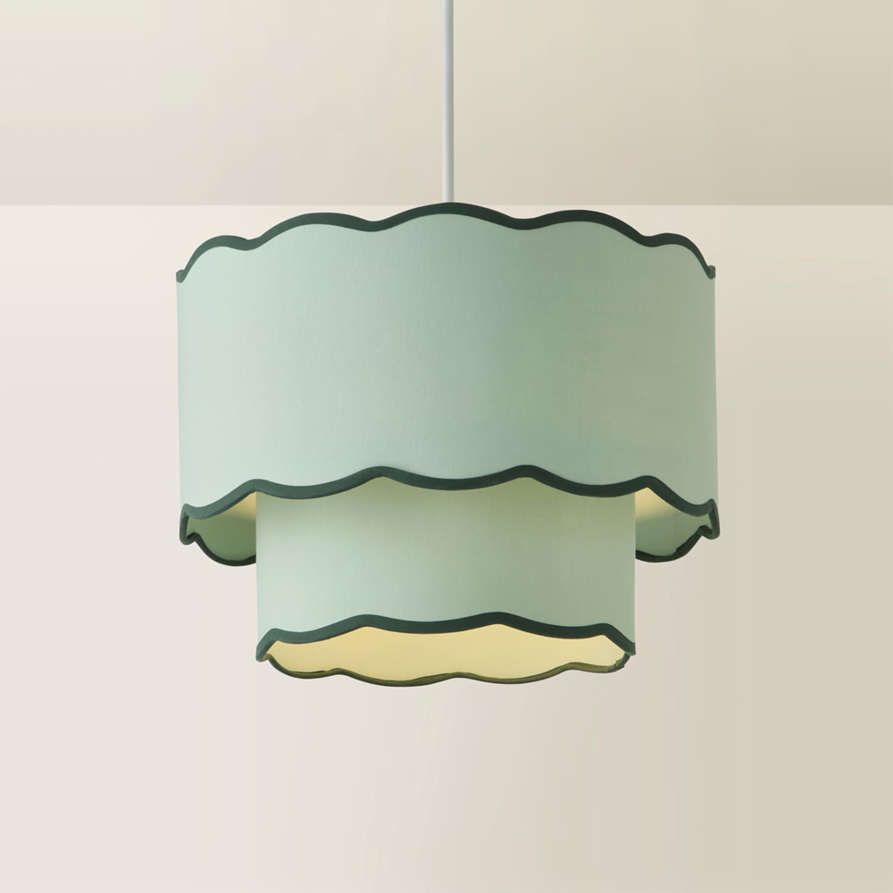 ValueLights Sloane 2 Tier Green Colour Clash Scalloped Shade Image 5