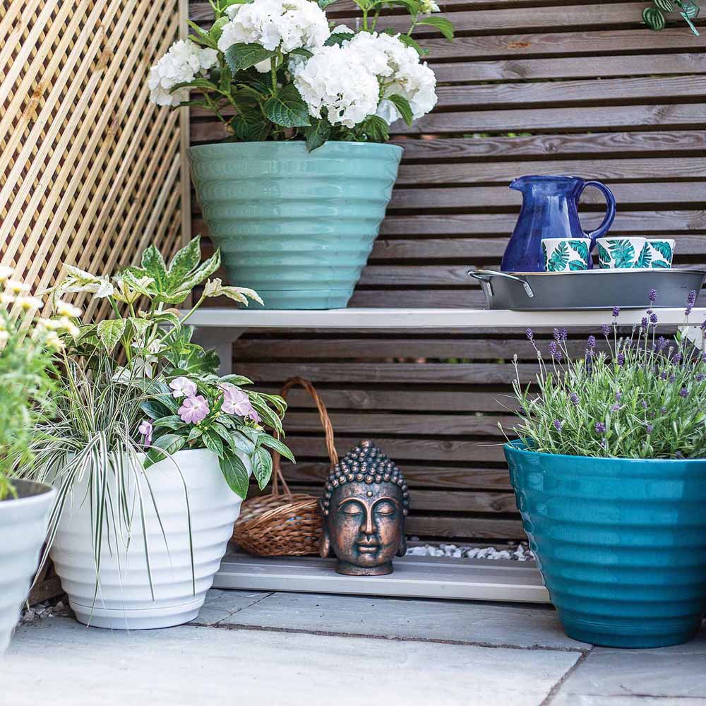 Plant Avenue Vale Sage Green Planter with In Built Saucer 40cm Image 3