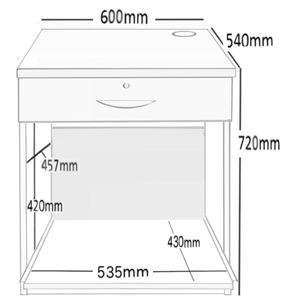 R White Cabinets Single Drawer Printer Desk Stand Black Image 5
