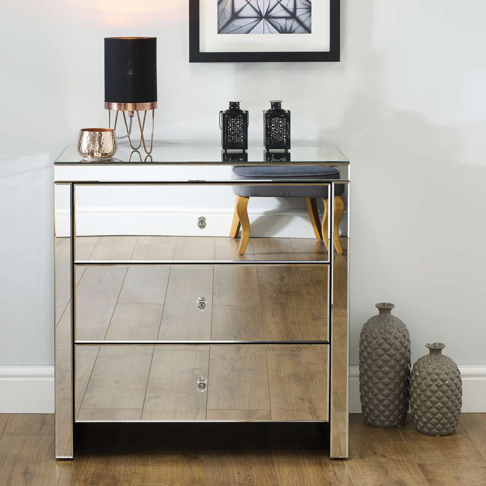 Birlea Seville 3 Drawer Mirrored Chest of Drawers Image 8