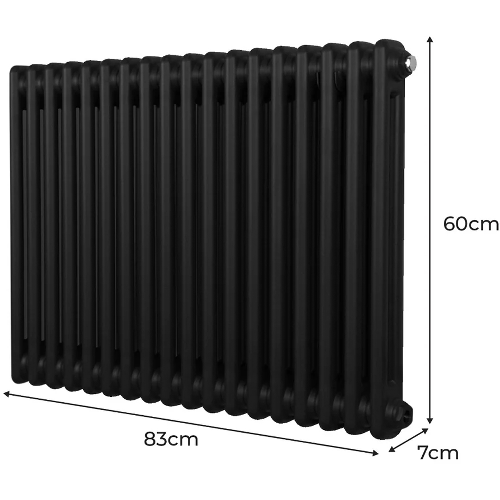 Monster Shop 3499 BTU Black Traditional 2 Column Radiator 600 x 832mm Image 6
