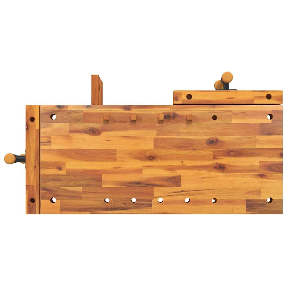 Wallplus Solid Wood Acacia Workbench with Vices Stopper Pieces and Wooden Rods Image 6