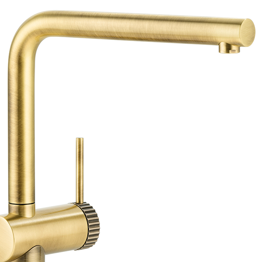 Fraction Brushed Brass Single Lever Mono Kitchen Tap Image 2
