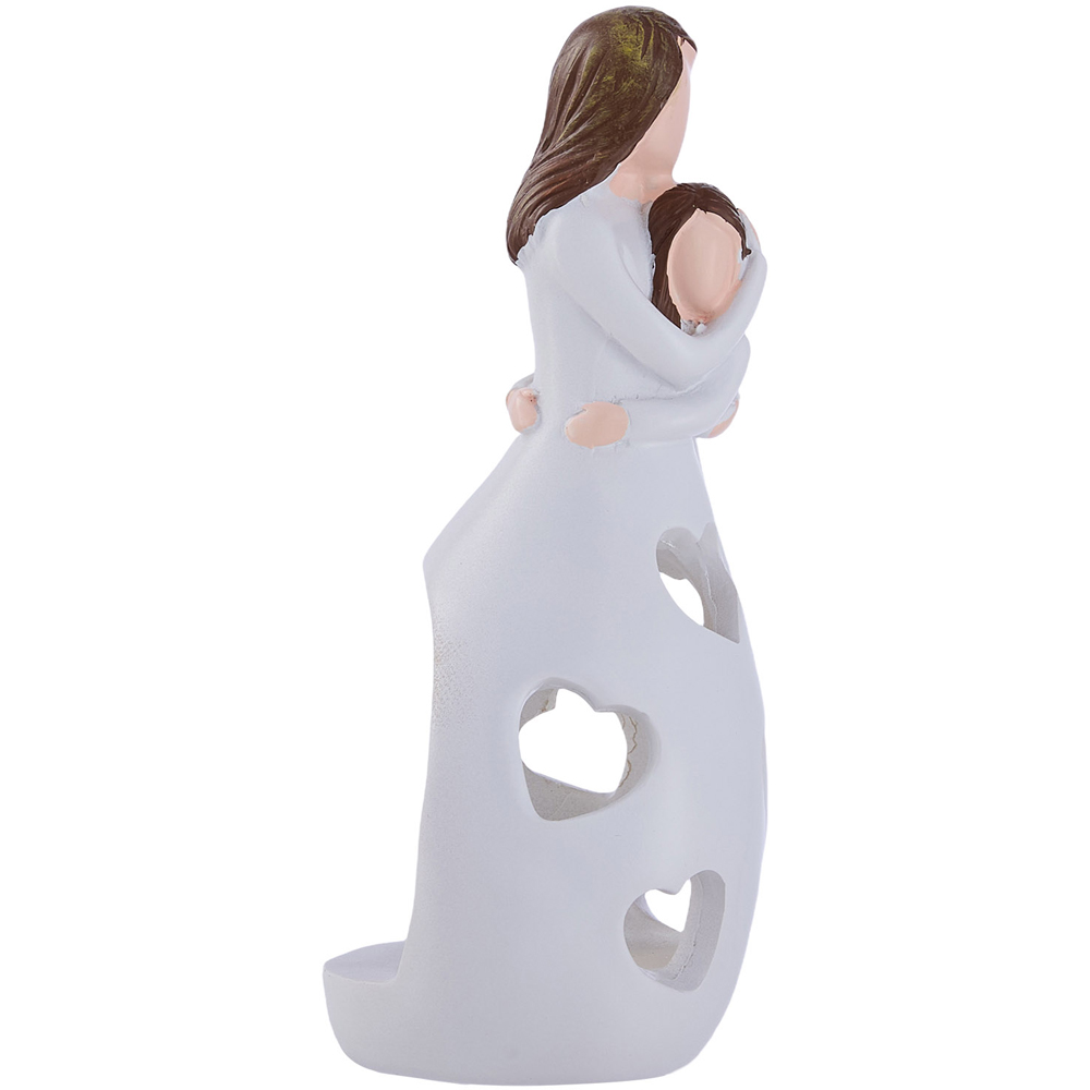 Living and Home White Resin Mother and Daughter Tealight Holder Image 3