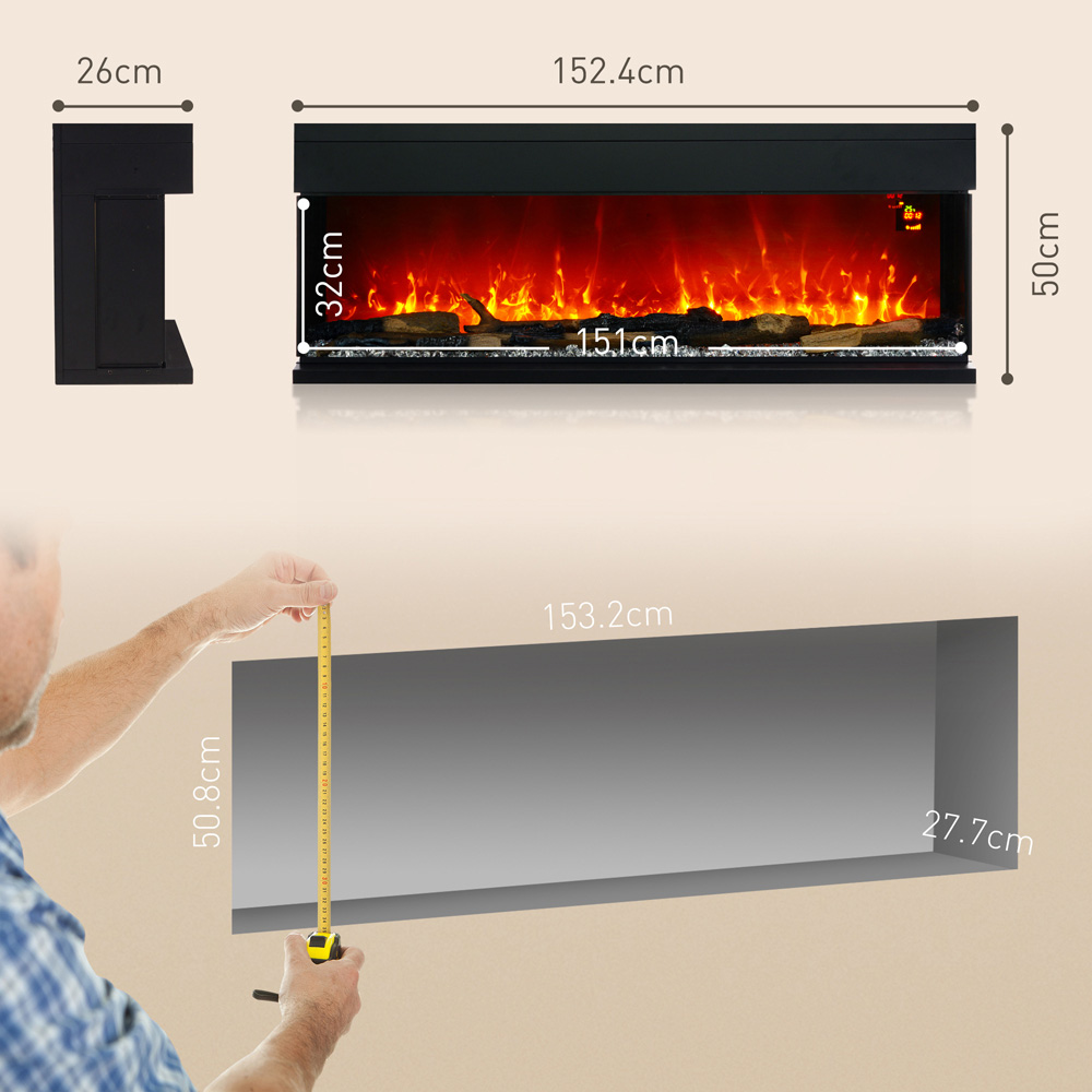 HOMCOM Electric Wall Mounted Fireplace with Remote 152.4cm Image 8