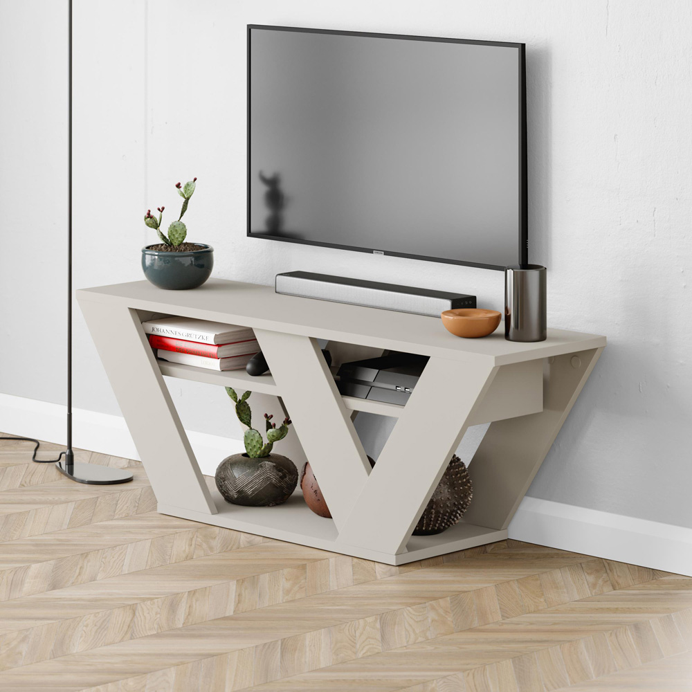 Decortie Pipralla 2 Shelf Sandstone Effect Modern TV Unit Image 4