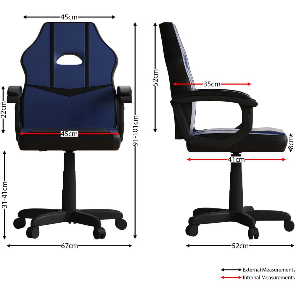 Vida Designs Comet Blue and Black Swivel Office Chair Image 8