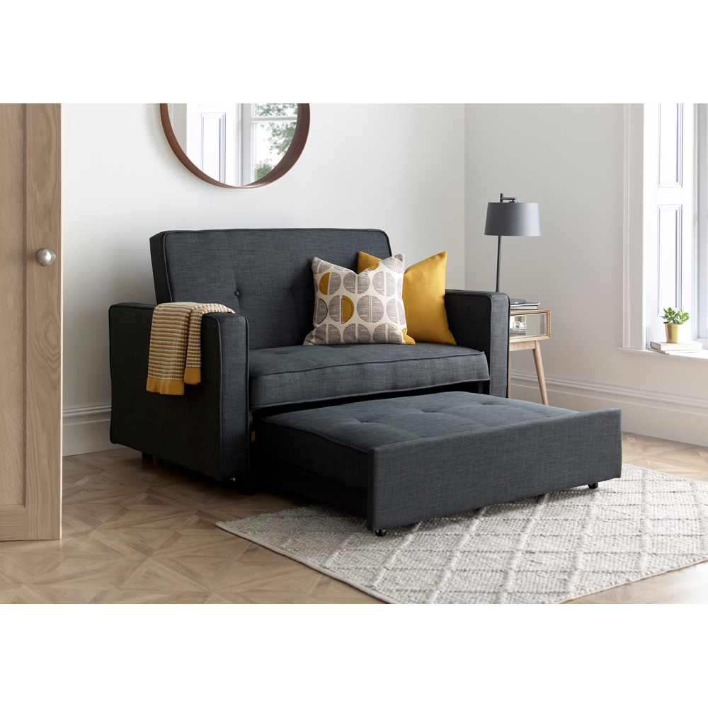 Bedmaster Troy 2 Seater Grey Linen Foldable Sofa Bed Image 9