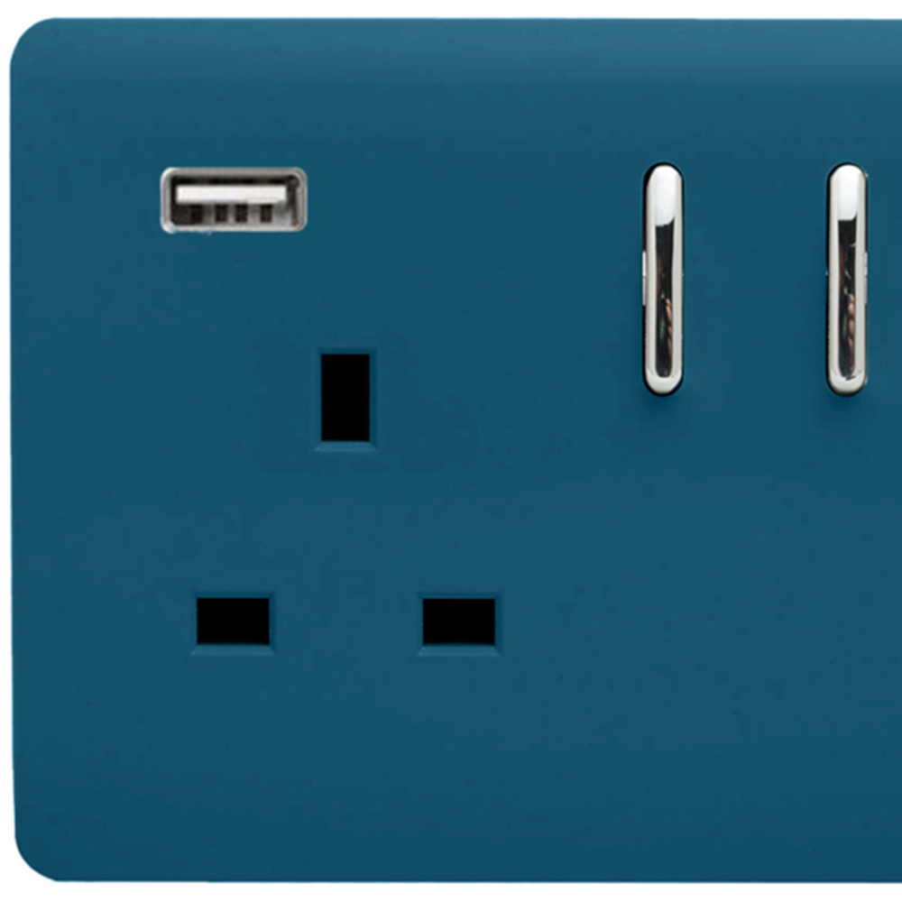 Trendi Switch 2 Gang 13amp 2 Port USB Midnight Blue Switched Plug Socket Image 2