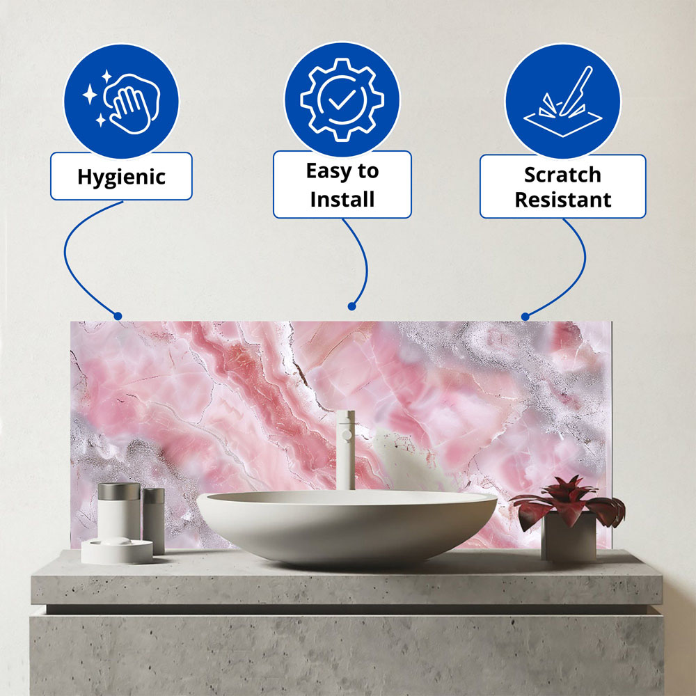 Warren Reed Designer Pale and Grey Marble Effect Bathroom Splashback 25 x 60cm Image 3