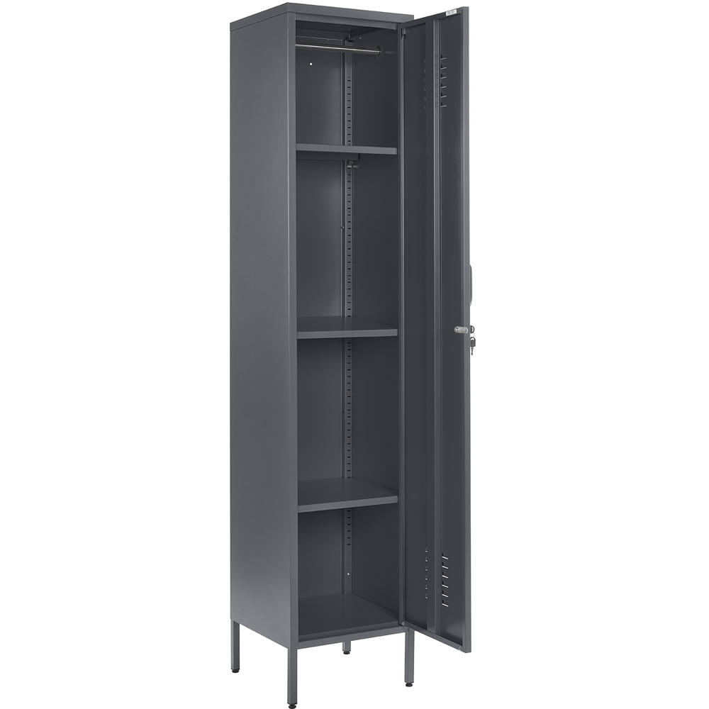 MMT Furniture Designs Single Door Grey Metal Tall Locker Cabinet Image 3