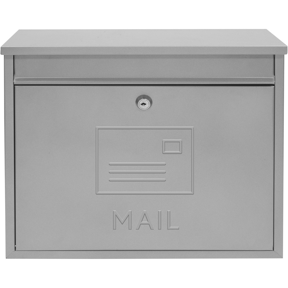 GardenKraft Elegance Silver Galvanised Steel Wall Post Box Image 3