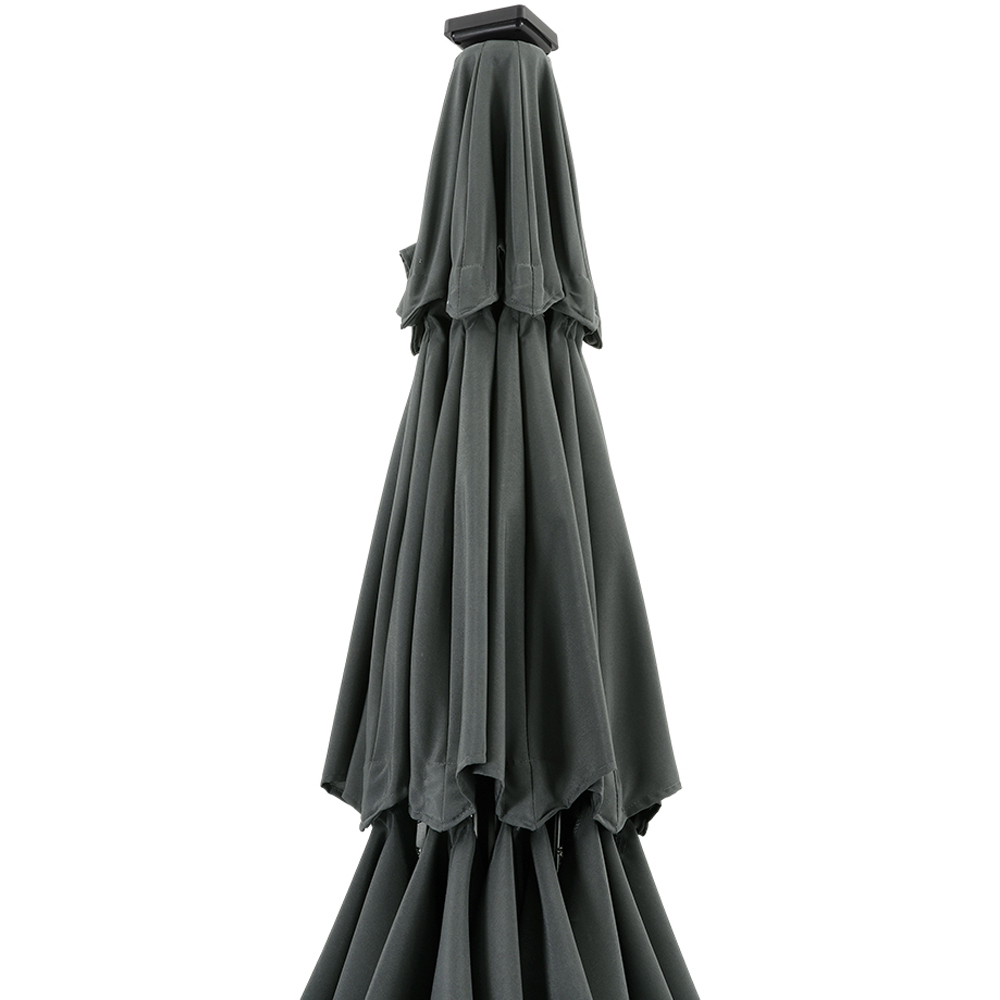 Living and Home 3 Tier Dark Grey Solar LED Crank and Tilt Parasol 3m Image 3