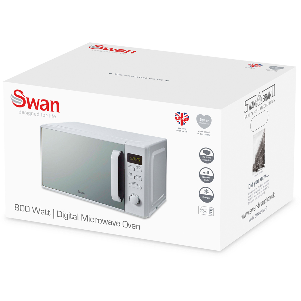 Swan SM4421WHT White Microwave Digital 20L 800W Image 8