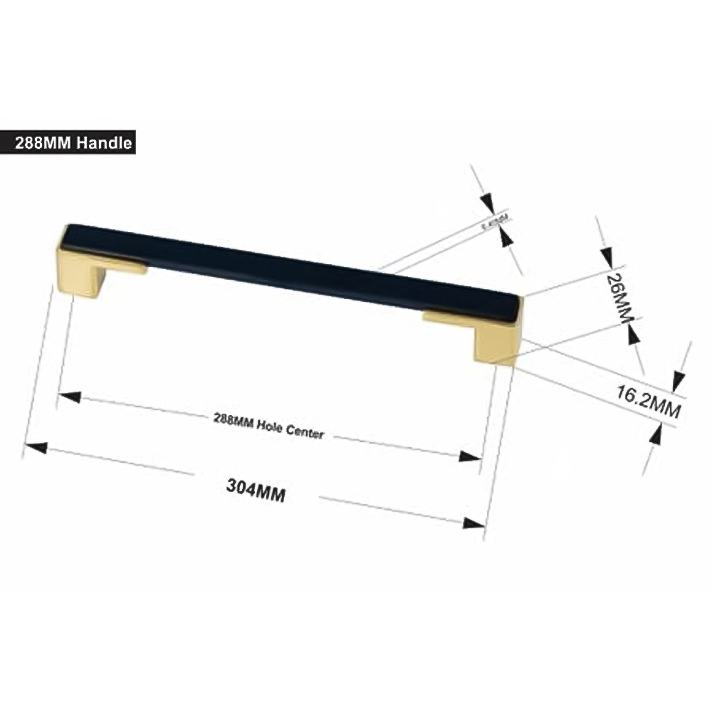 Golden Grace Black and Gold Gamma Cabinet Pull Handle Set 288mm Image 3