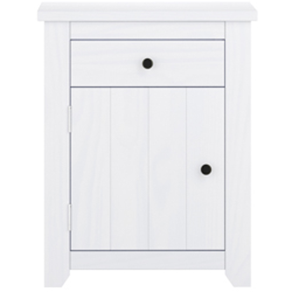 Havana Single Door Single Drawer White Bedside Cabinet Image 2