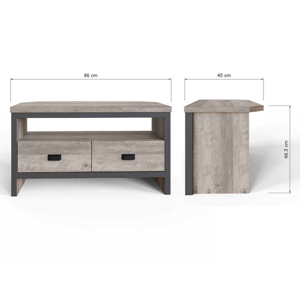 GFW Boston 2 Drawer Grey Corner TV Unit Image 9