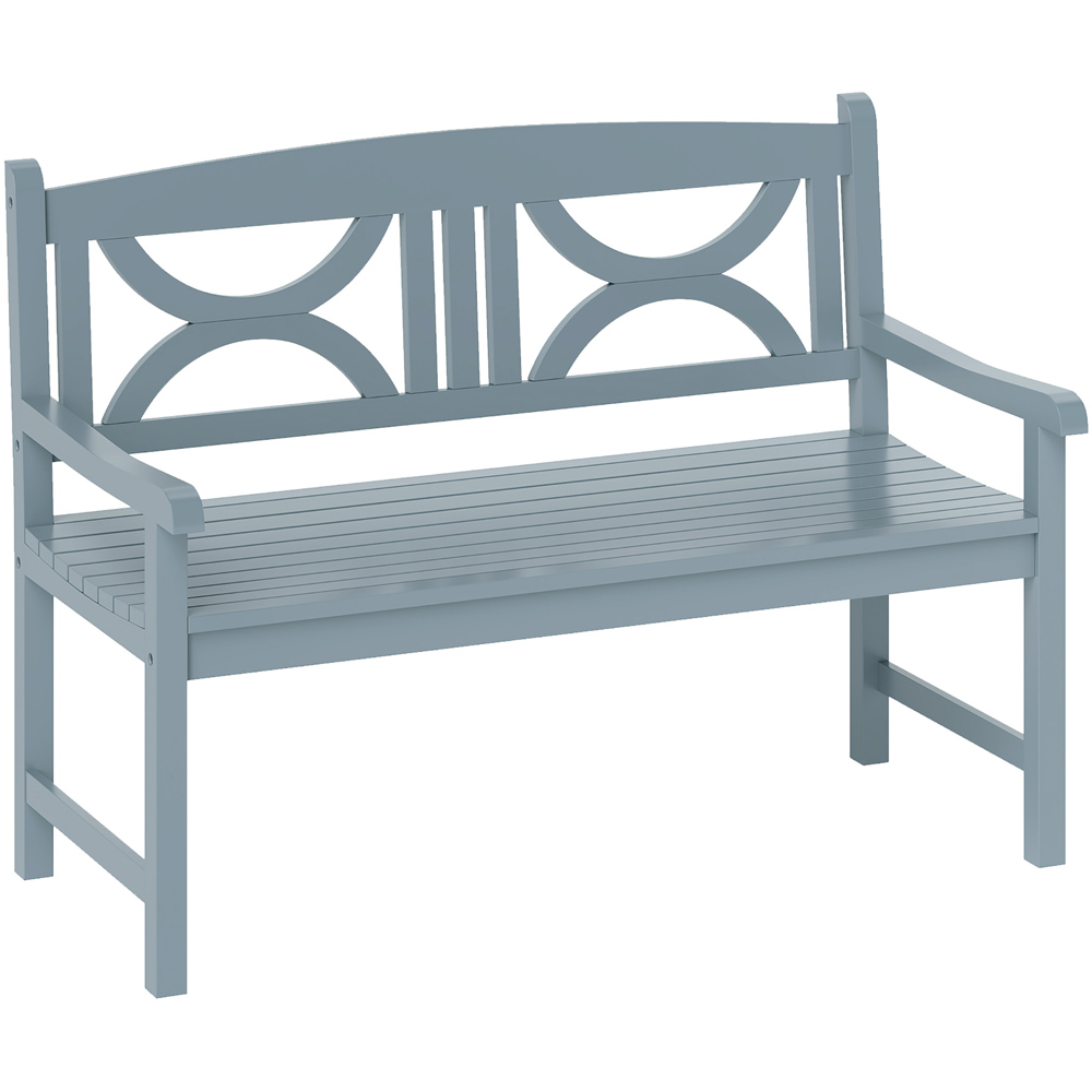 Outsunny 2 Seater Grey Wooden Outdoor Garden Bench Image 2