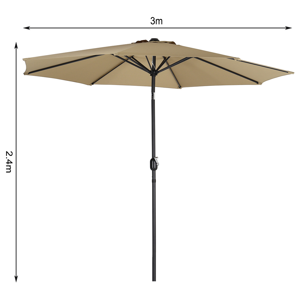 Living and Home Dark Grey LED Cantilever Parasol with Cross Base and Square Base 3m Image 8