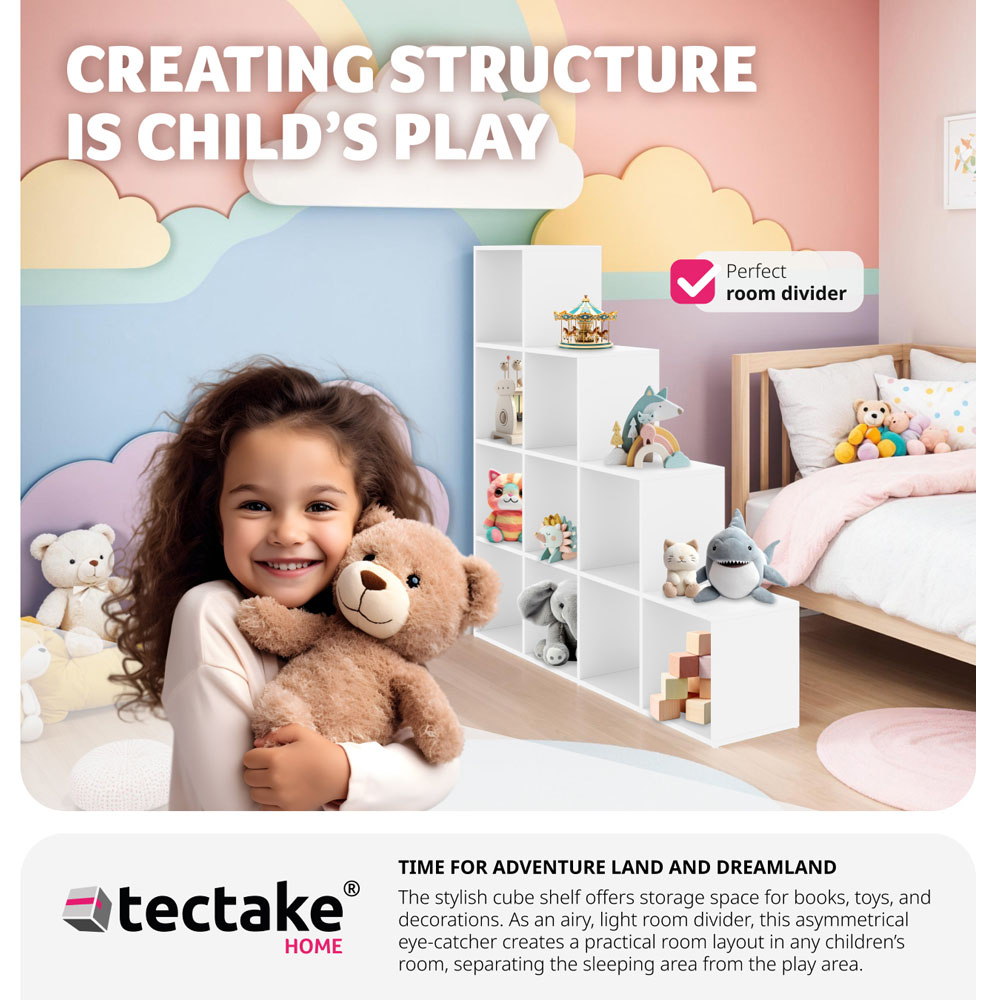 Tectake Talis 10 Shelf White Cube Bookshelf Image 6