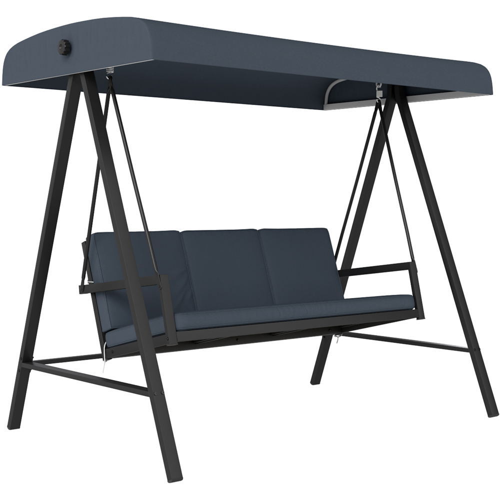 Outsunny 3 Seater Dark Grey Swing Chair with Adjustable Canopy Image 2
