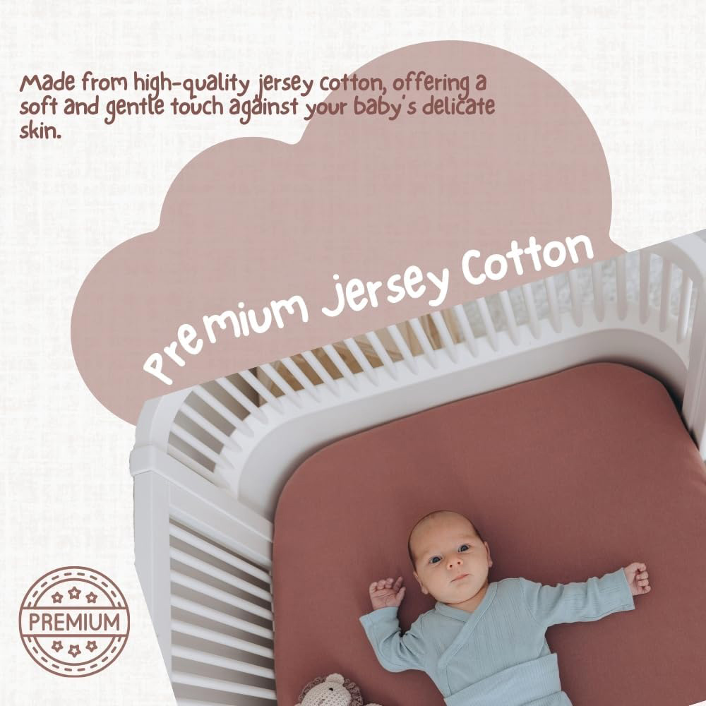 MHG Living Misty Pink and Dusty Rose Jersey Cotton Fitted Cot Bed Sheet 120 x 60cm 2 Pack Image 8