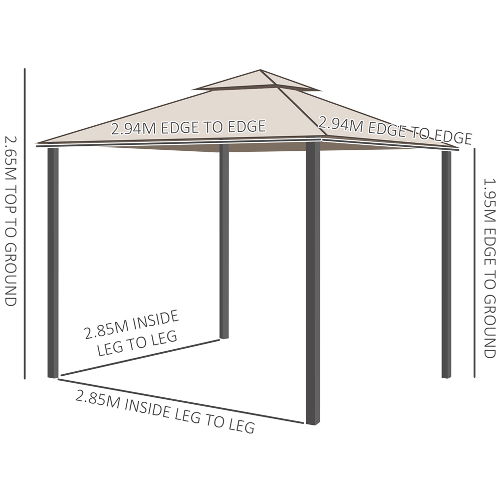 3x3m Gazebo 2-tier Taupe Image 6