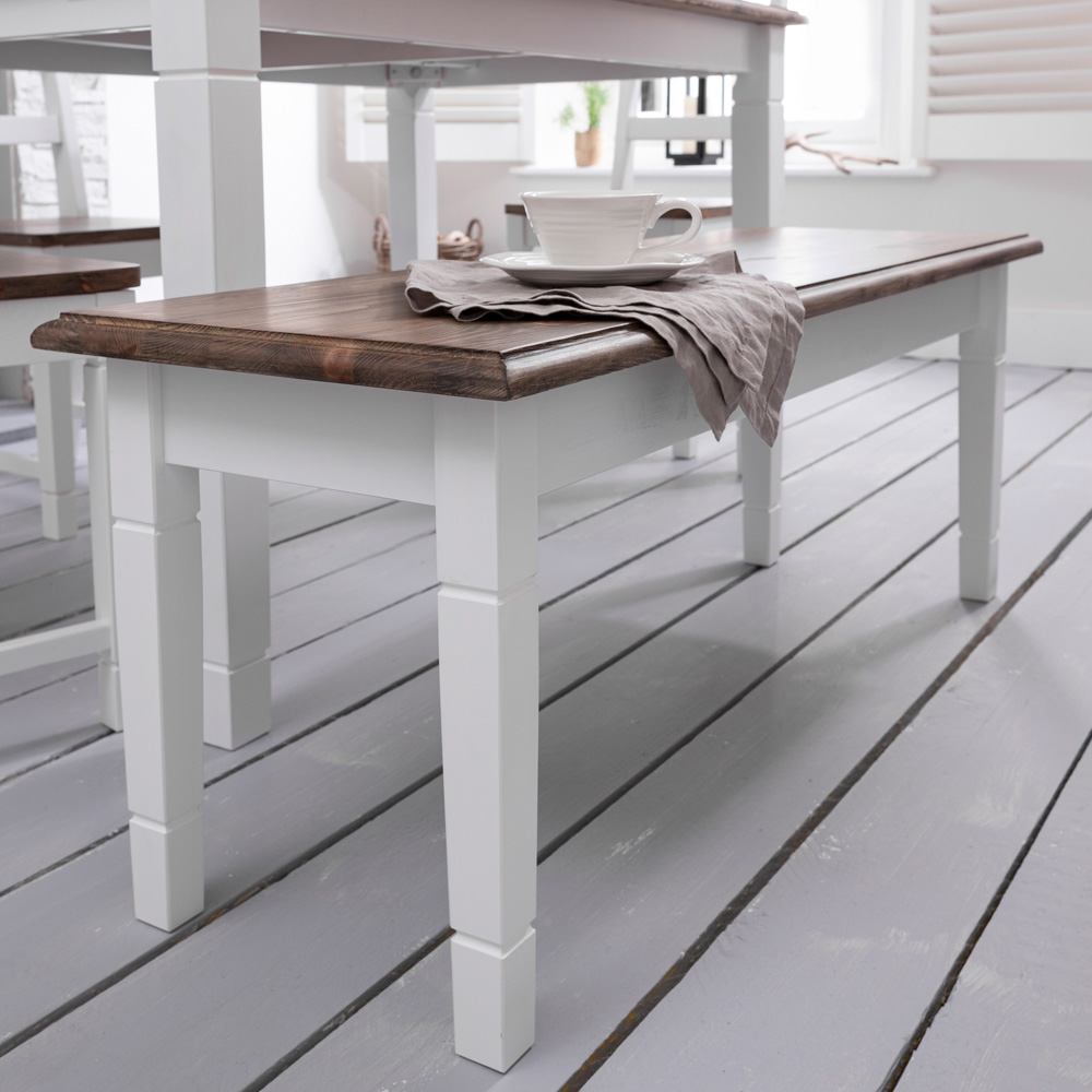 Noa and Nani Canterbury White and Dark Pine Hallway Bench 127cm Image 7