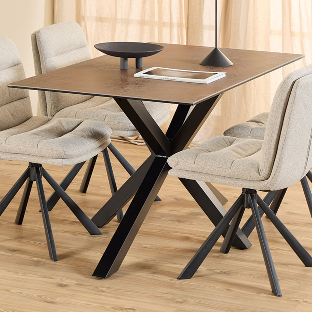 Furniture To Go Heaven 4 Seater Ceramic Rusty Brown Top Dining Table Image 1