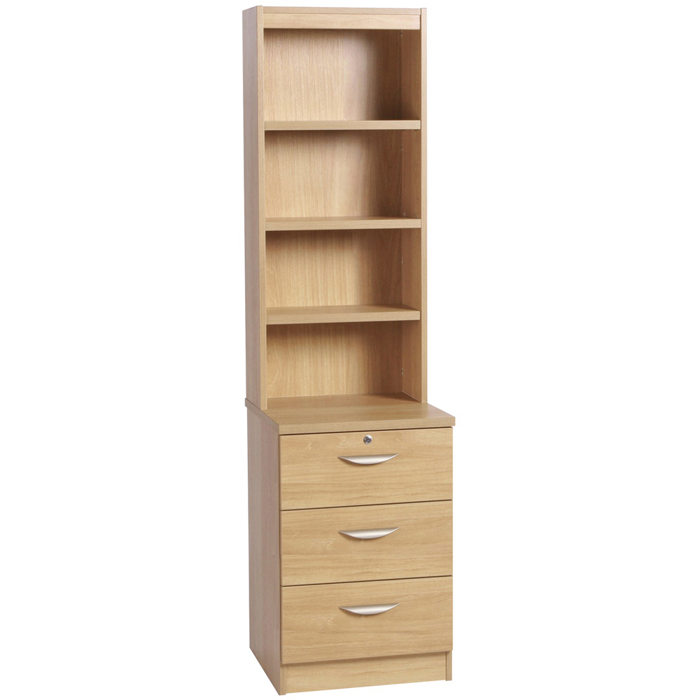 R White Cabinets 3 Drawer 4 Shelf Brown Storage Unit with Hutch Image 2