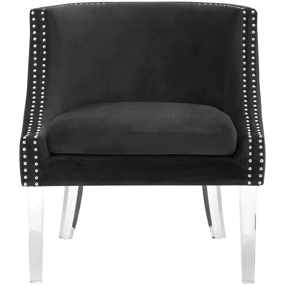 Premier Housewares Clarence Black Velvet Chair with Acrylic Legs Image 5