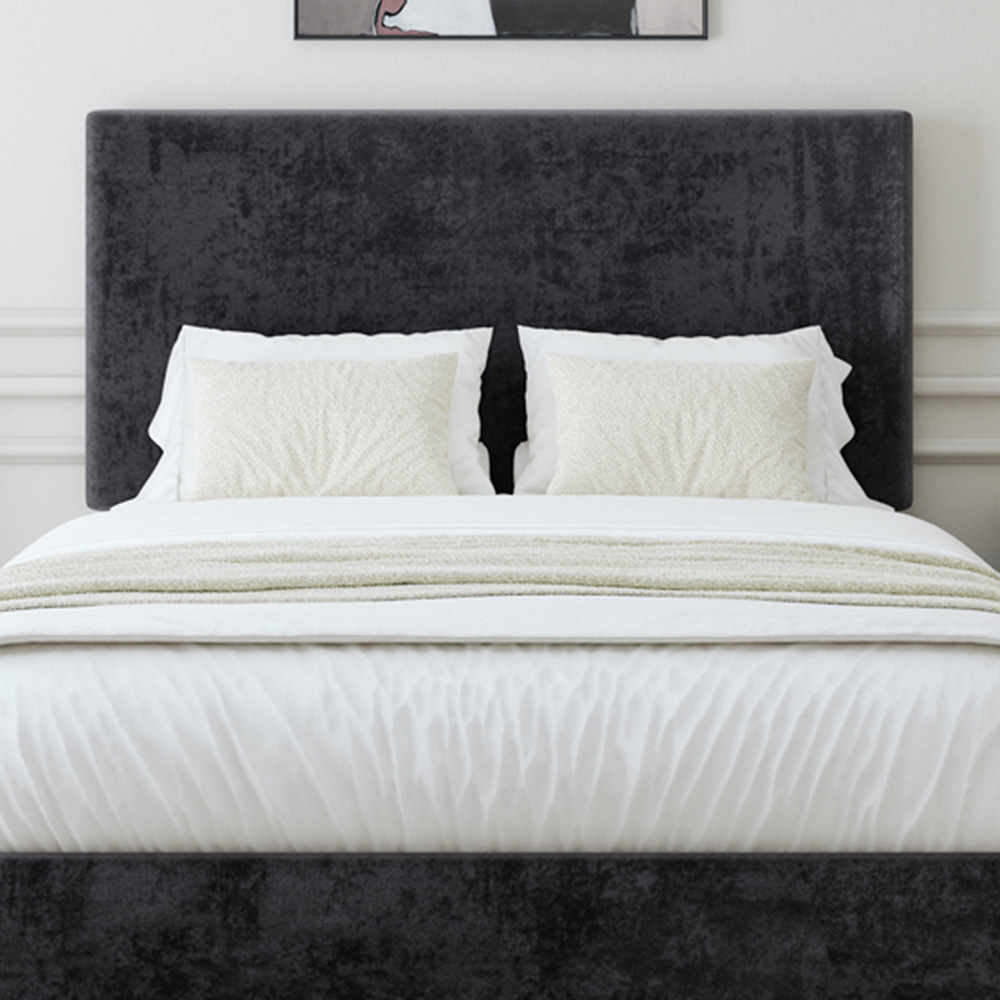 Bedmaster Small Double Black Naples Linen Divan Base with Valencia Headboard Image 2