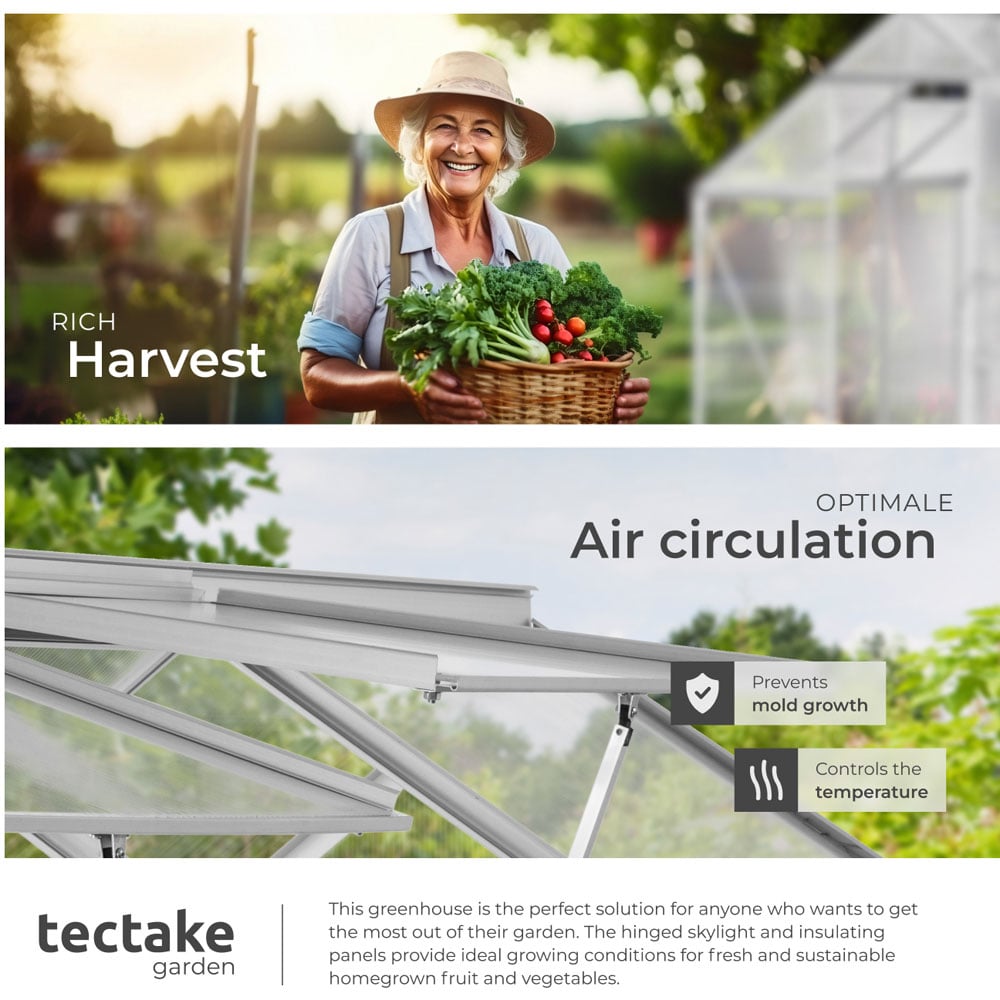 tectake Clear Aluminium 6 x 8.5ft Greenhouse Image 7