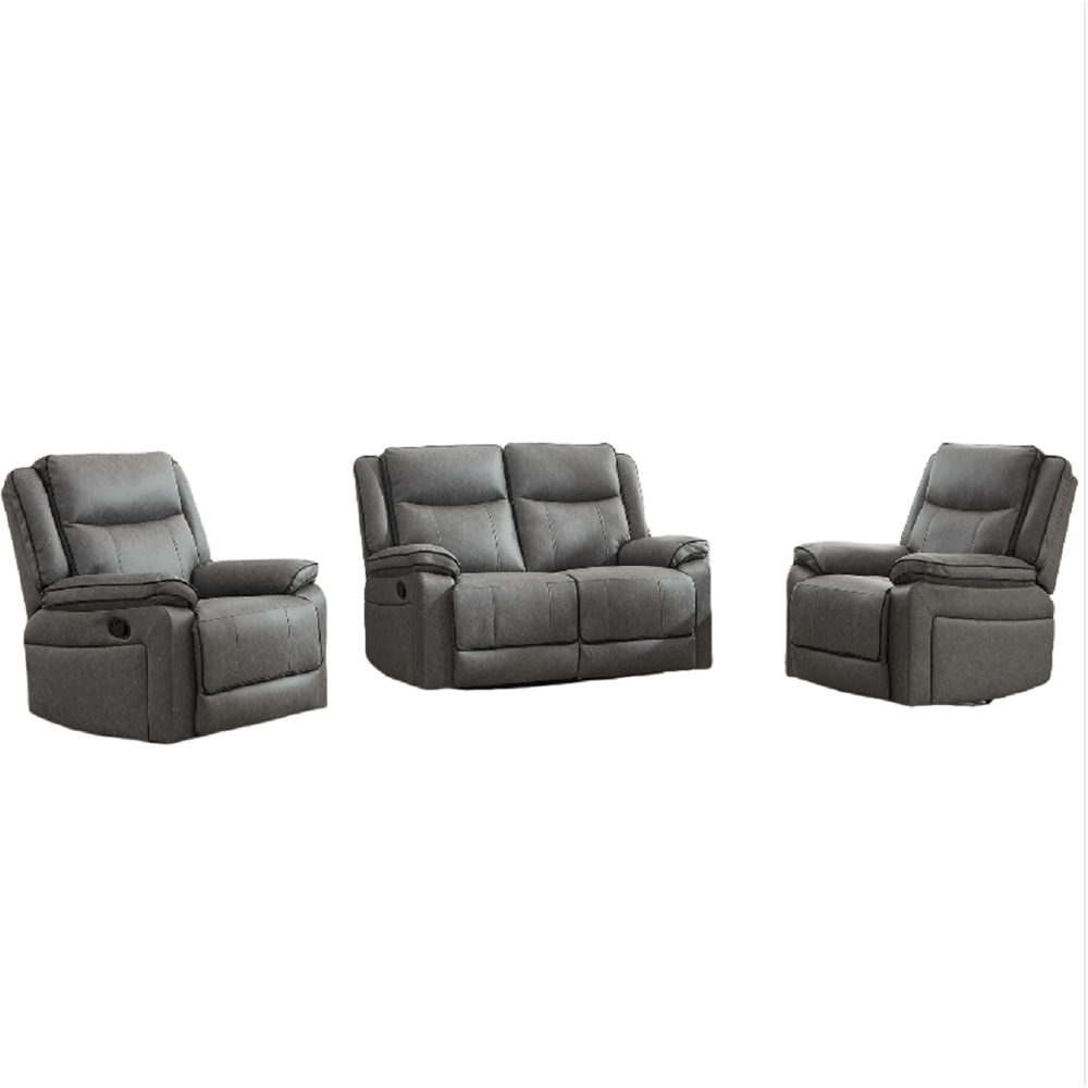 Furniture One 4 Seater Grey Manual Sectional Recliner Couches Sofa Set Image 2