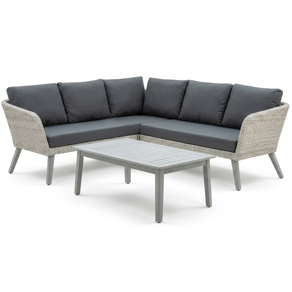 Norfolk Collection Chedworth 5 Seater Grey Rattan Outdoor Corner Lounge Set Image 2