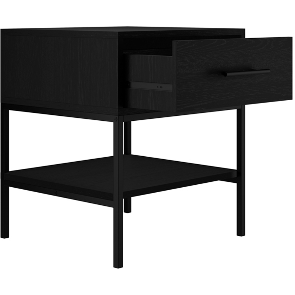 Boston Single Drawer Single Shelf Matte Black Bedside Table Image 6