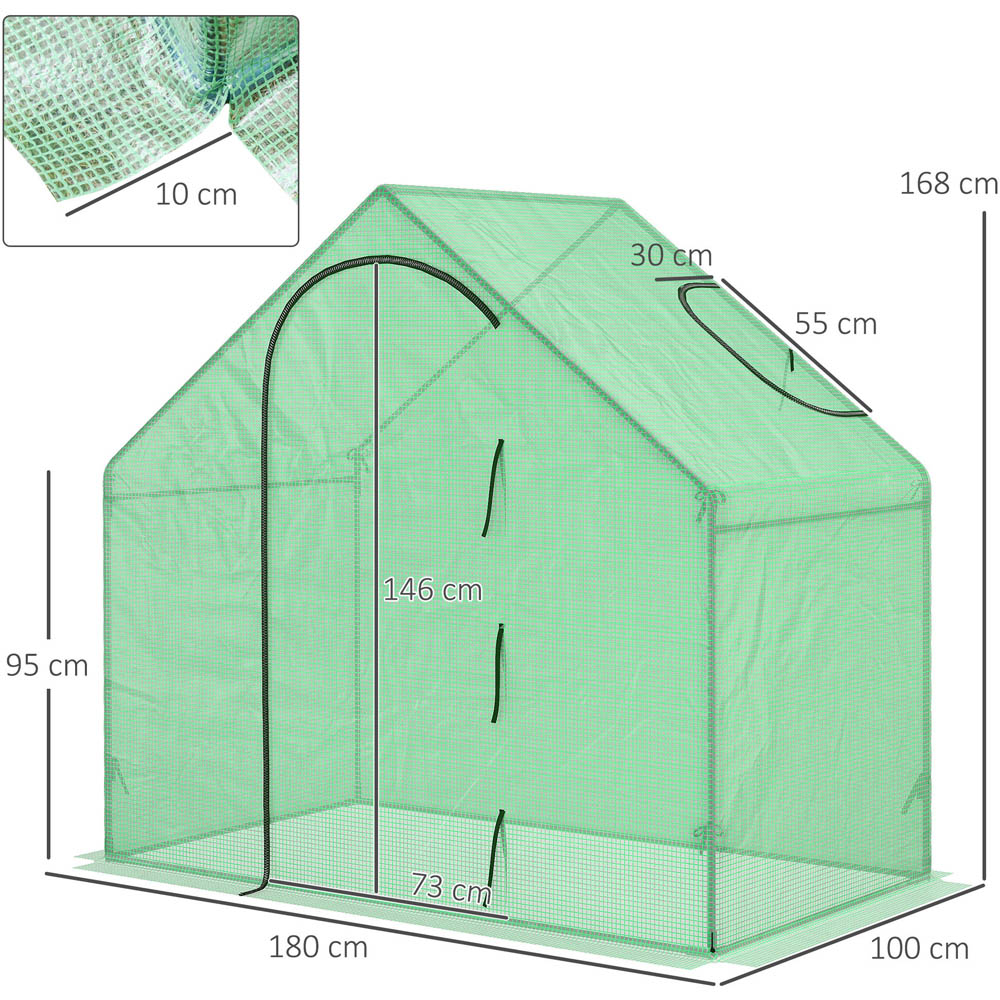 Outsunny Green 5.9 x 3.4ft Walk In Greenhouse Image 8