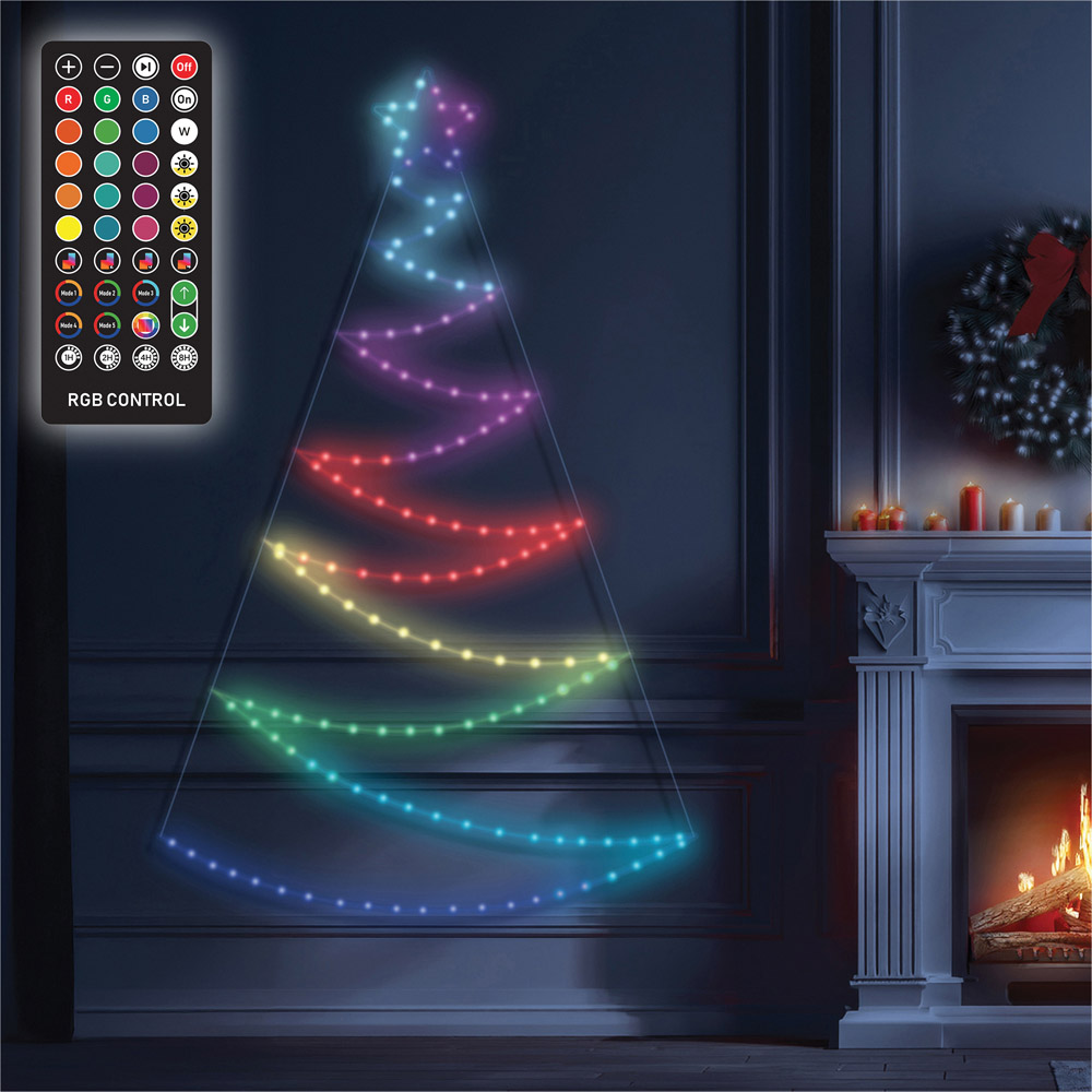 Xmas Haus 140 RGB LED Christmas Tree Silhouette Plastic Wall or Door Light with Star Topper 150cm Image 4