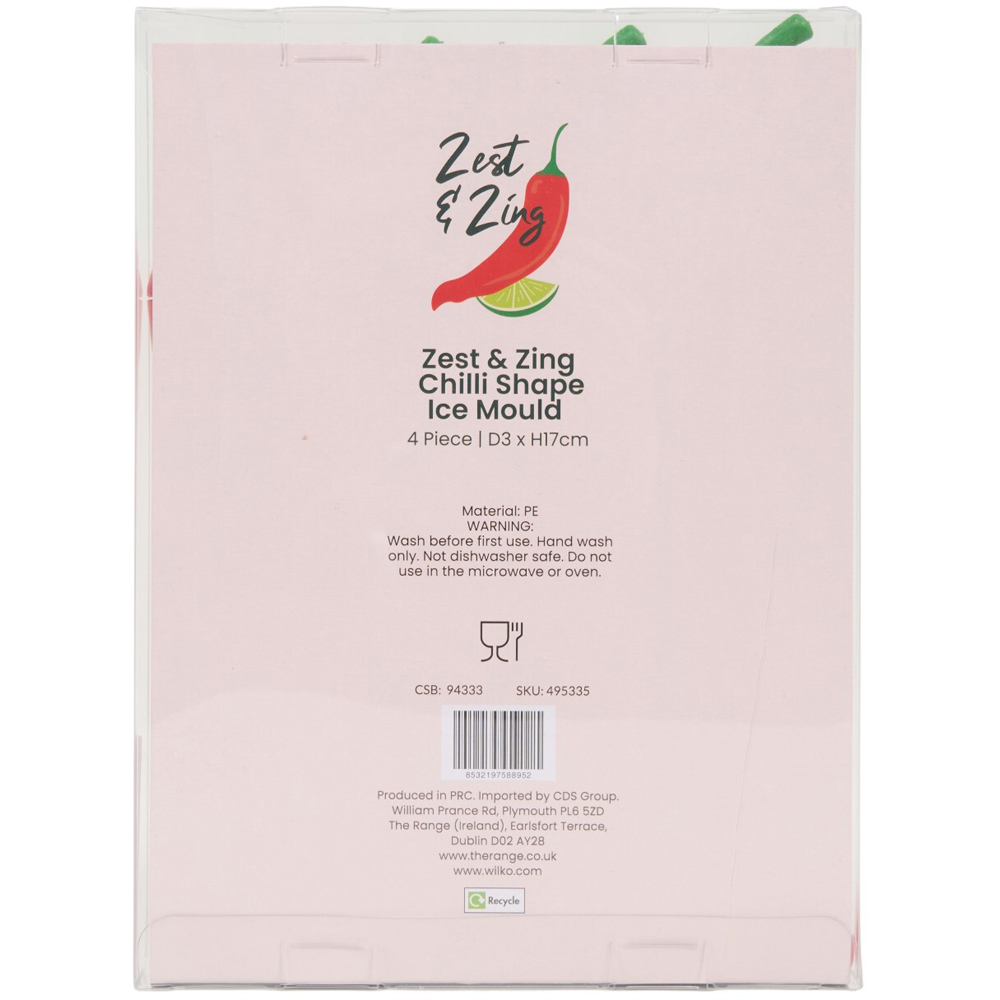 Pack of 4 Zest and Zing Chilli Shaped Ice Moulds Red Image 3