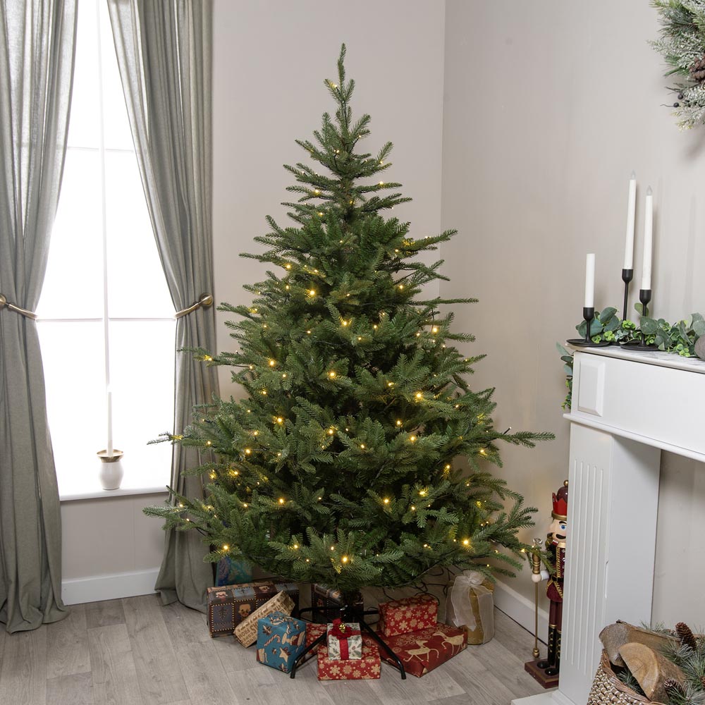 The Christmas Centre Highclere 200 Warm White LED Green Pre-Lit Artificial Christmas Tree 6ft Image 6