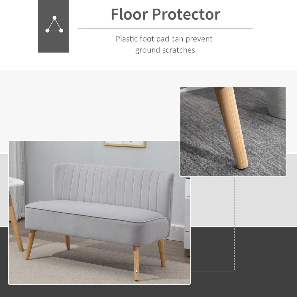 Portland 2 Seater Grey Velvet Sofa Image 4